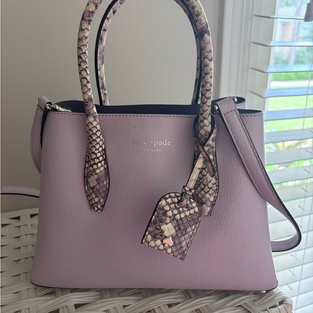 Kate Spade Lavender Satchel with Snake Print